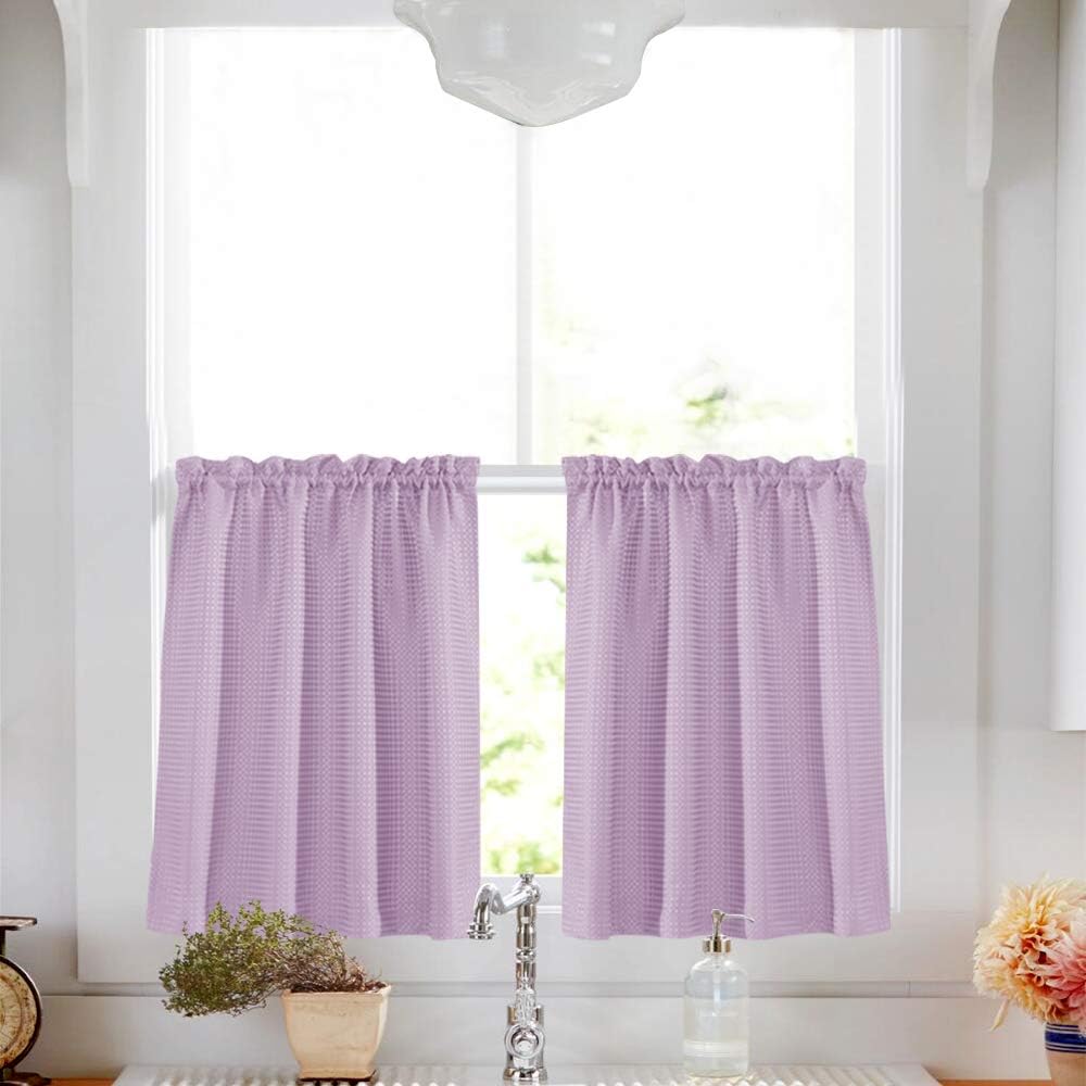 jinchan 95% Blackout Boho Kitchen Curtains 36 Inches Cafe Tier Curtains Bohemian Small Drapes for Bedroom RV Basement Half Window Room Darkening Thermal Insulated 2 Panels Blue on Beige