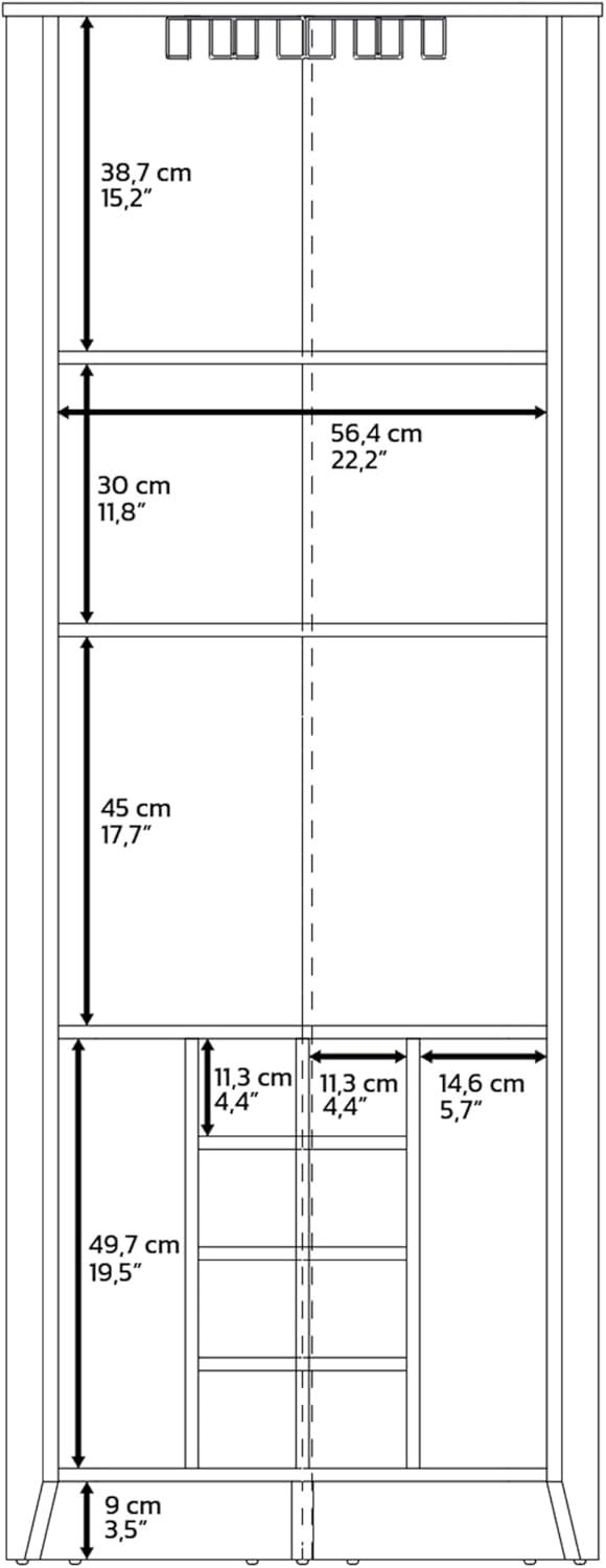 Penau Corner Bar Cabinet Three Shelves Eight Built-in Wine Rack Two Side Shelves Dark Brown 19.20 x 19.20 x 71.10 Inchs
