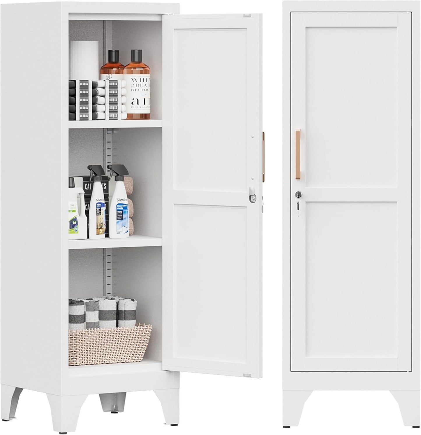 Pantry Cabinet, Tall Kitchen Pantry Storage Cabinet with Doors, White Food Pantry Cabinets for Kitchen, Living Room, Dining Room