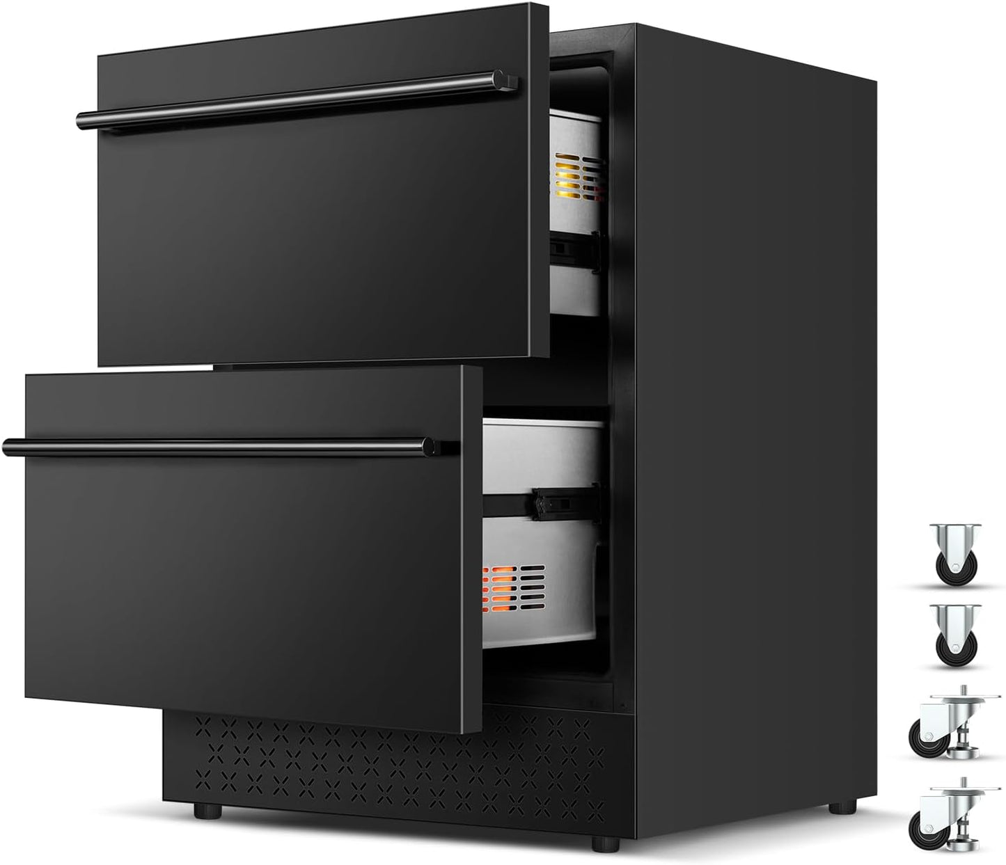 Tylza 24 Inch Wine and Beverage Refrigerator, Dual Zone Wine Beverage Cooler 24" with French Door, Under Counter Wine Beer Fridge Built-In or Freestanding, Holds 20 Bottles and 88 Cans, Black
