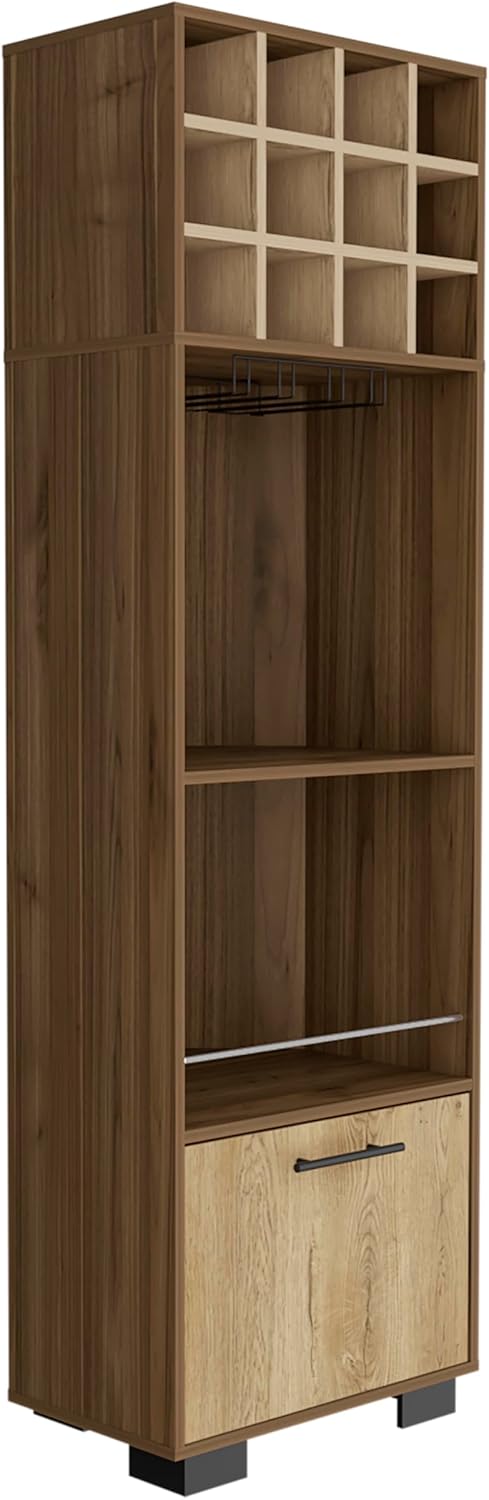 Corner Bar Cabinet, Eight Built-in Wine Rack, Two Side Shelves