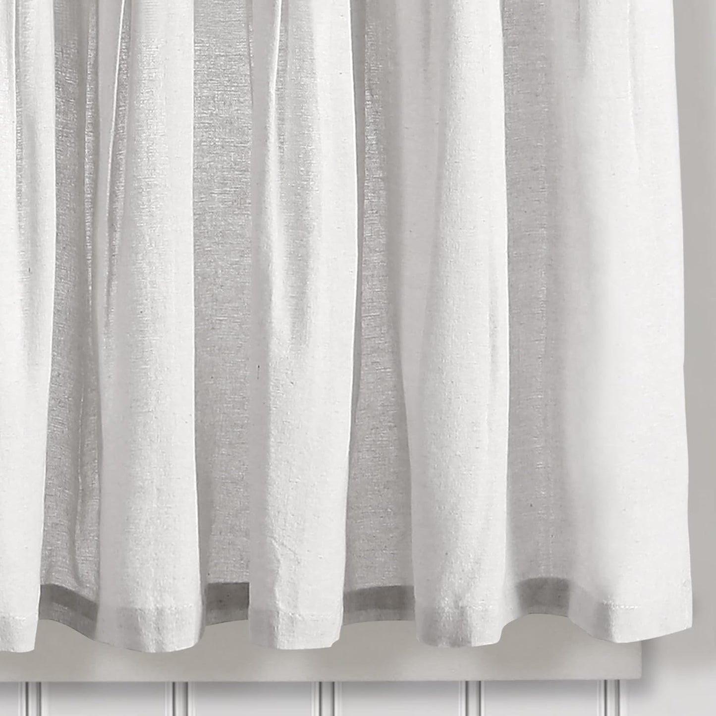 Lush Decor Linen Button Farmhouse Curtains Tier Set, Pair, 29" W x 36" L, Gray & White Farmhouse Curtains Kitchen