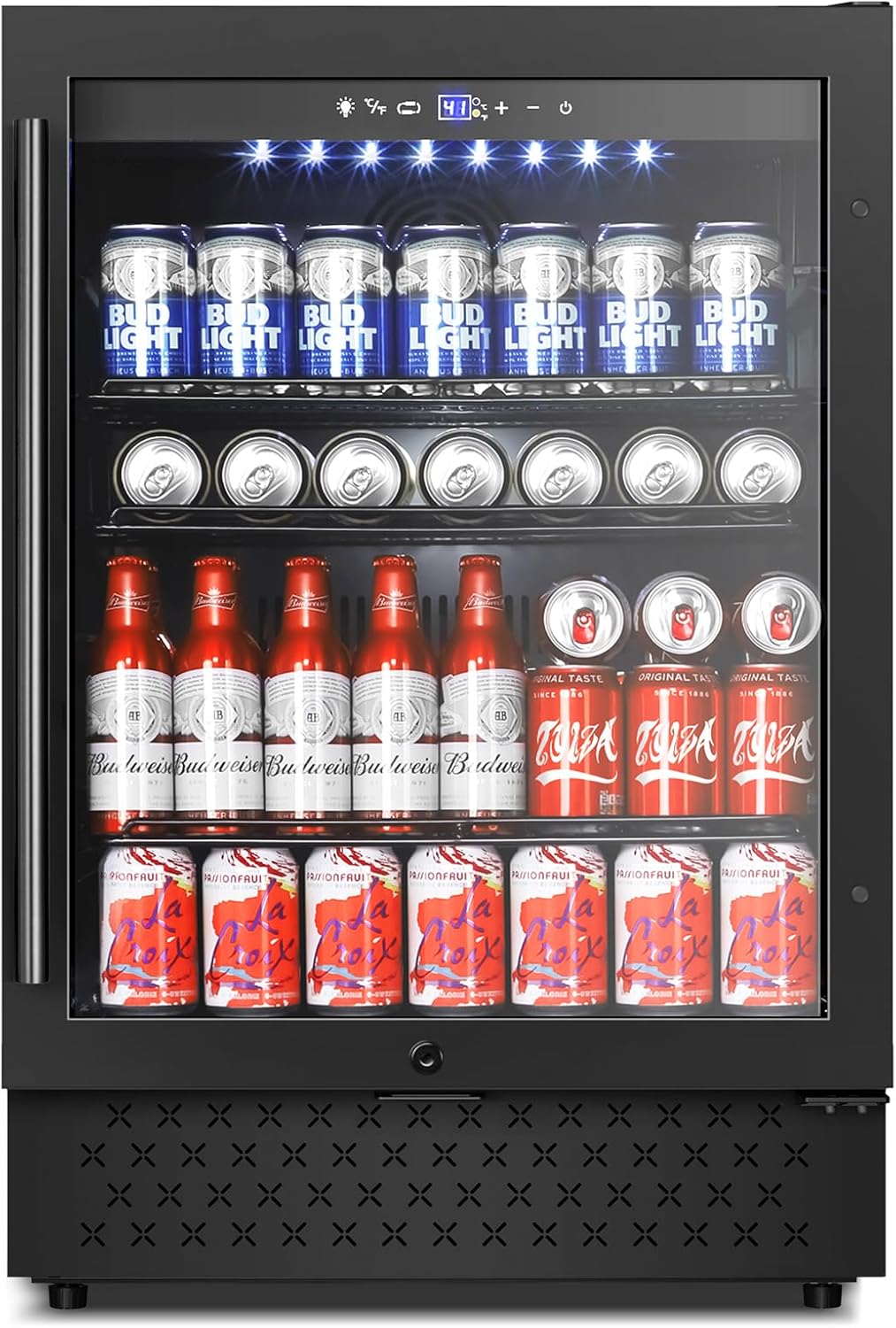 Tylza 24 Inch Wine and Beverage Refrigerator, Dual Zone Wine Beverage Cooler 24" with French Door, Under Counter Wine Beer Fridge Built-In or Freestanding, Holds 20 Bottles and 88 Cans, Black