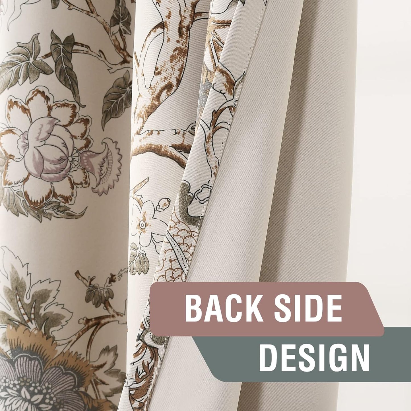 H.VERSAILTEX Blackout Curtains 84 Inch Length 2 Panels Set Floral Print Curtain Drapes for Living Room Thermal Insulated Grommet Window Curtains for Bedroom - Traditional Floral in Sage and Brown