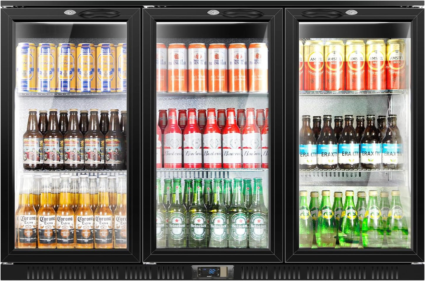 Tylza 24 Inch Wine and Beverage Refrigerator, Dual Zone Wine Beverage Cooler 24" with French Door, Under Counter Wine Beer Fridge Built-In or Freestanding, Holds 20 Bottles and 88 Cans, Black