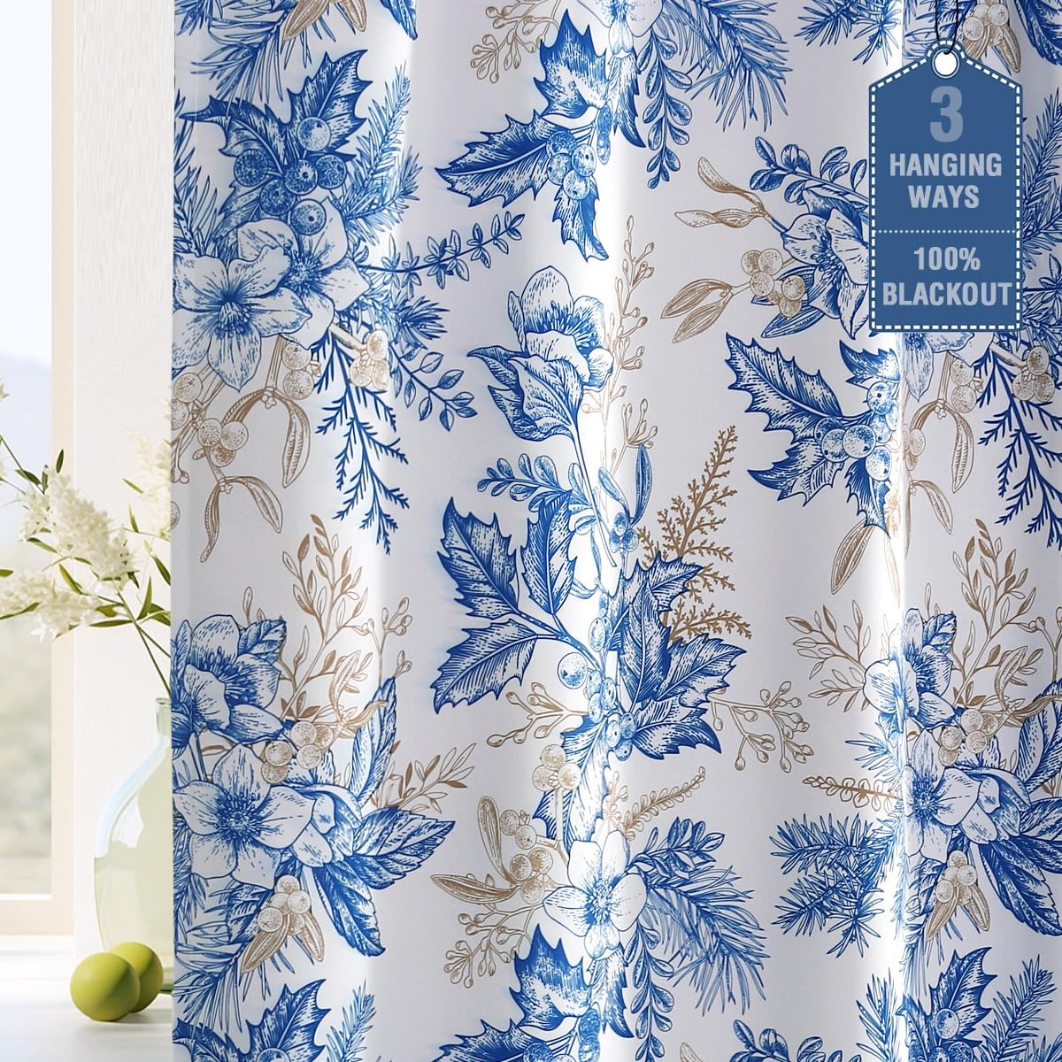 H.VERSAILTEX Blackout Curtains 84 Inch Length 2 Panels Set Floral Print Curtain Drapes for Living Room Thermal Insulated Grommet Window Curtains for Bedroom - Traditional Floral in Sage and Brown