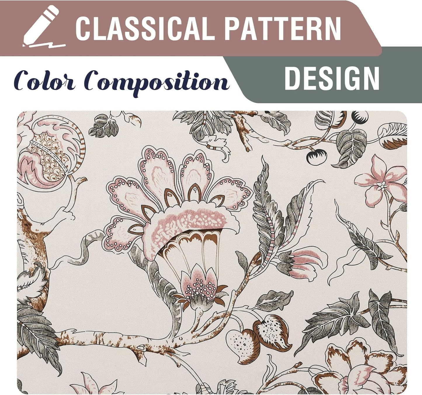H.VERSAILTEX Blackout Curtains 84 Inch Length 2 Panels Set Floral Print Curtain Drapes for Living Room Thermal Insulated Grommet Window Curtains for Bedroom - Traditional Floral in Sage and Brown