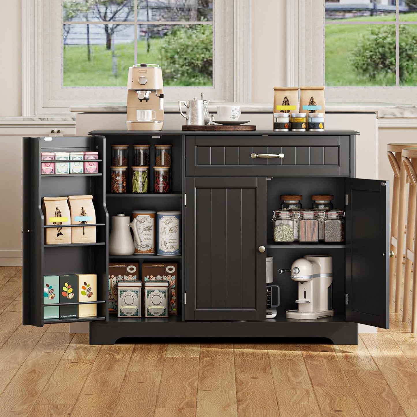 Gizoon Kitchen Sideboard Buffet Cabinet with Storage Small Coffee Bar Cabinet with Drawer, Kitchen Pantry Storage Cabinet with Door and Shelves for Bathroom and Living Room