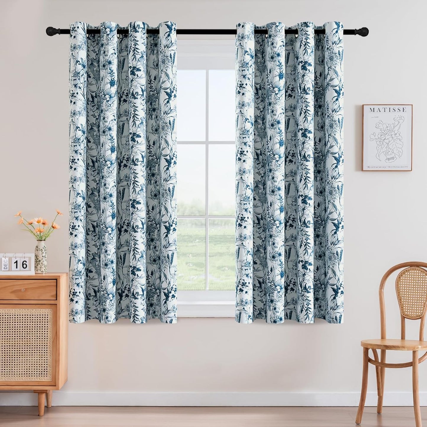 H.VERSAILTEX Blackout Curtains 84 Inch Length 2 Panels Set Floral Print Curtain Drapes for Living Room Thermal Insulated Grommet Window Curtains for Bedroom - Traditional Floral in Sage and Brown