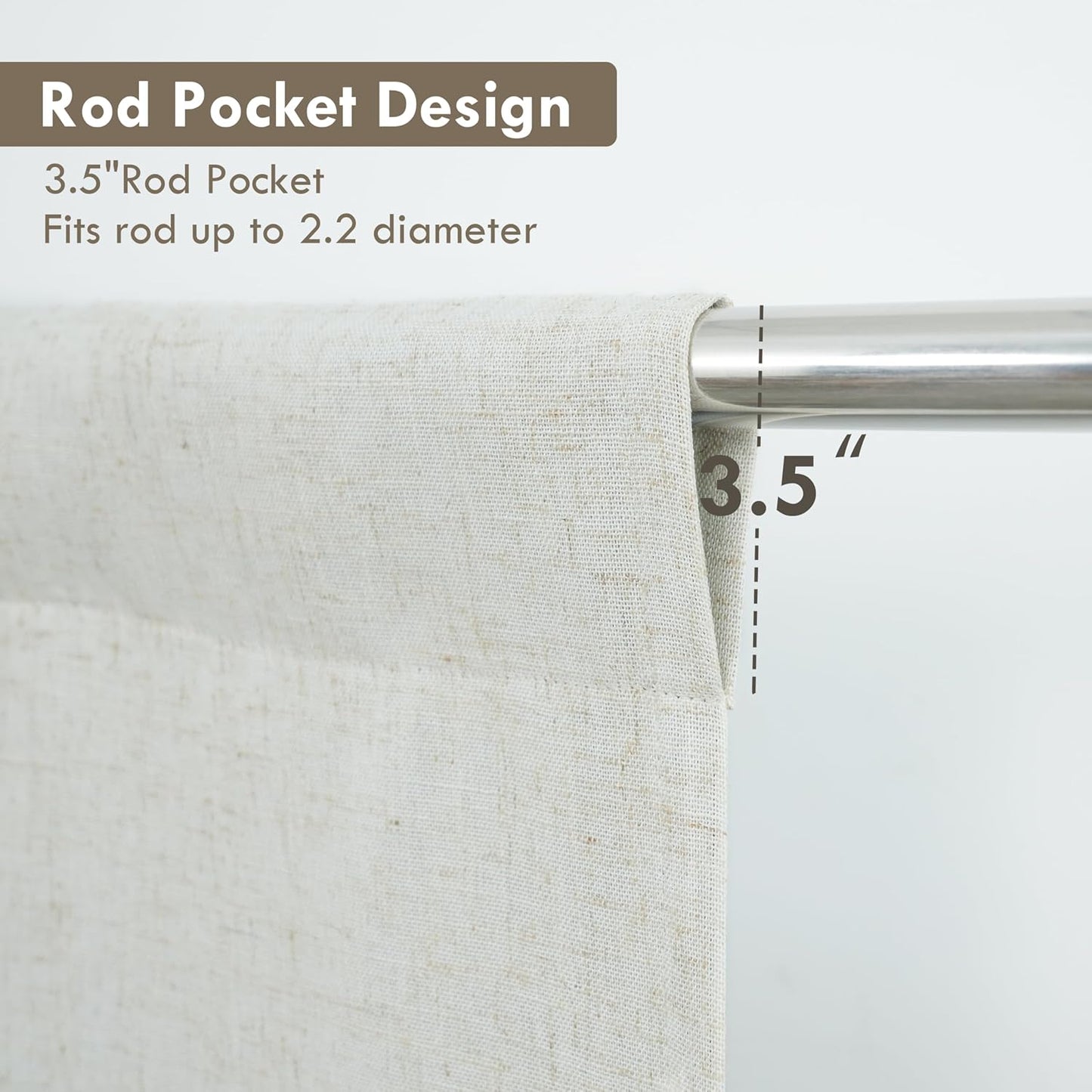 DriftAway Double Layer Linen Blackout Tie Up Curtains Thermal Insulated Fully Lined Balloon Roman Shade Bathroom Window Adjustable Rod Pocket for Small Window 31 Inch by 47 Inch Light Linen