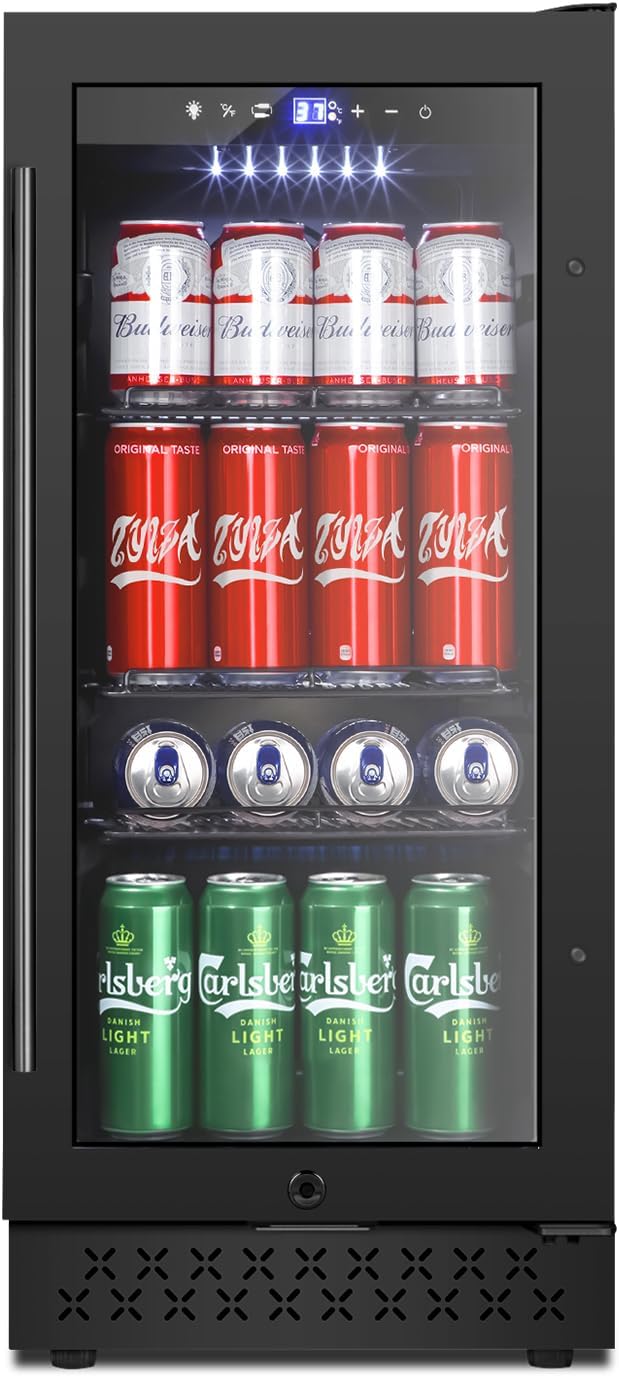 Tylza 24 Inch Wine and Beverage Refrigerator, Dual Zone Wine Beverage Cooler 24" with French Door, Under Counter Wine Beer Fridge Built-In or Freestanding, Holds 20 Bottles and 88 Cans, Black