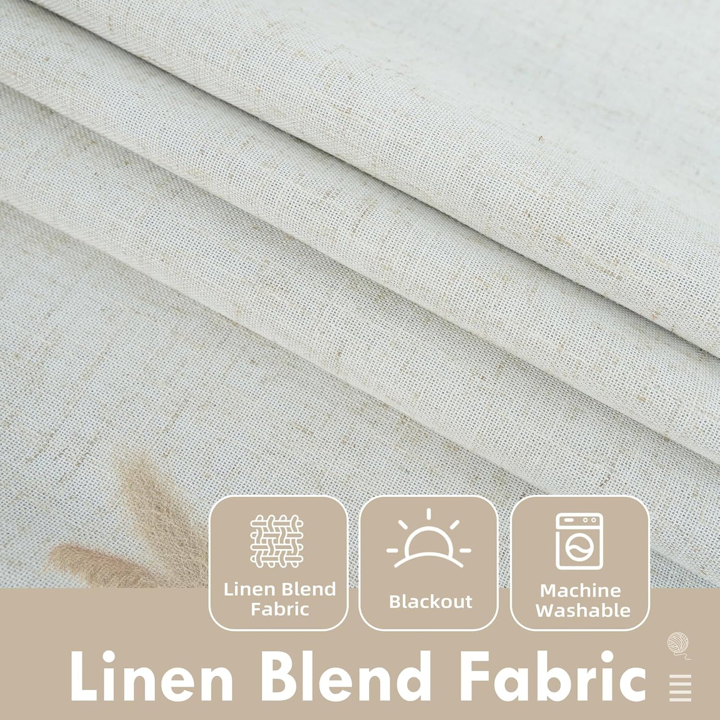DriftAway Double Layer Linen Blackout Tie Up Curtains Thermal Insulated Fully Lined Balloon Roman Shade Bathroom Window Adjustable Rod Pocket for Small Window 31 Inch by 47 Inch Light Linen